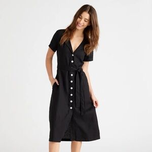 Quince European Linen Button Front Dress